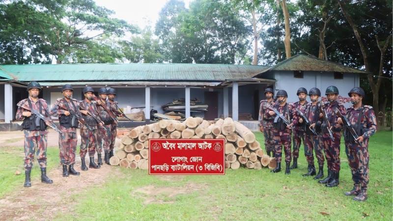 পানছড়িতে বিজিবির অভিযানে অবৈধ সেগুন কাঠ জব্দ